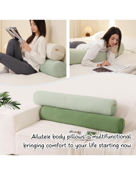 Cojín Corporal Ailuteie 119x20 cm Verde Celadón