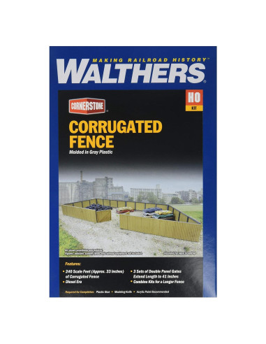 Kit de cerca corrugada Walthers 1.25" (3.1 cm) escala HO