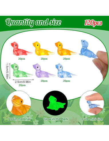 120 Mini Figuras de Lagarto Luminosa GGSTDDUP - Resina 1.5 cm