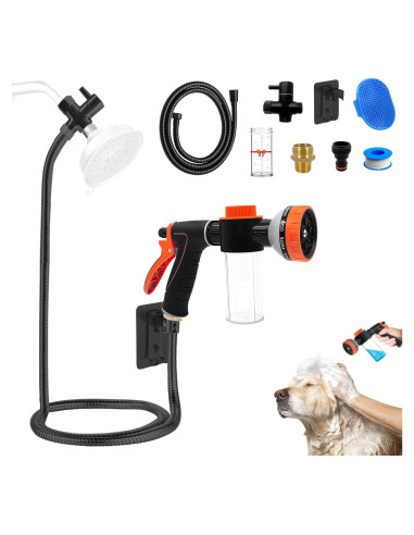 Accesorio de Ducha para Perros AYBBSHOW con Boquilla y Jabón