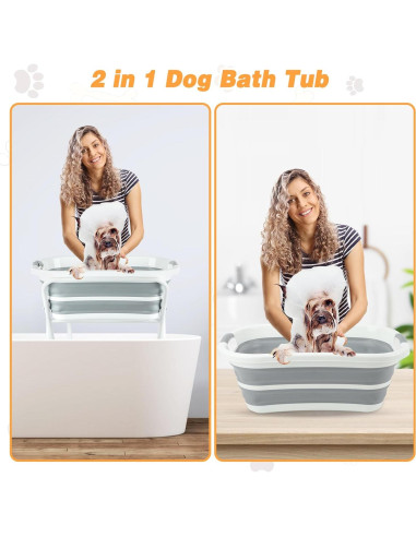 Bañera Portátil para Perros BWOGUE 2 en 1 Elevada 96 cm