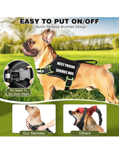 Arnés para Perros de Servicio MOOGROU Negro XS con 10 Parches