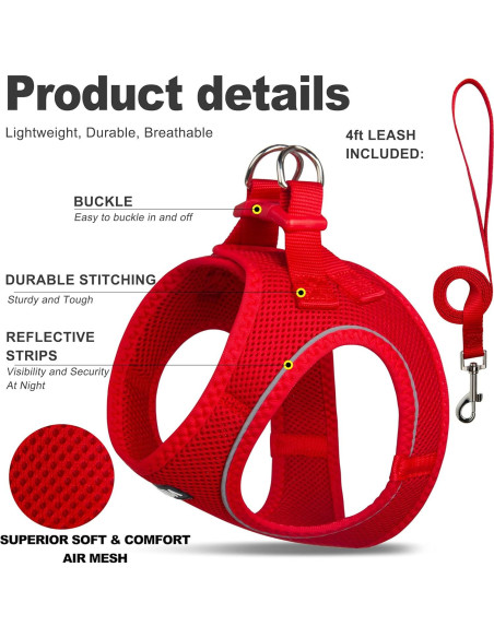 Arnés para Perros Fida Comfy Rojo S Transpirable y Reflectante