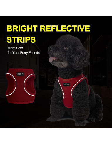 Arnés para Perros Fida Comfy Rojo S Transpirable y Reflectante