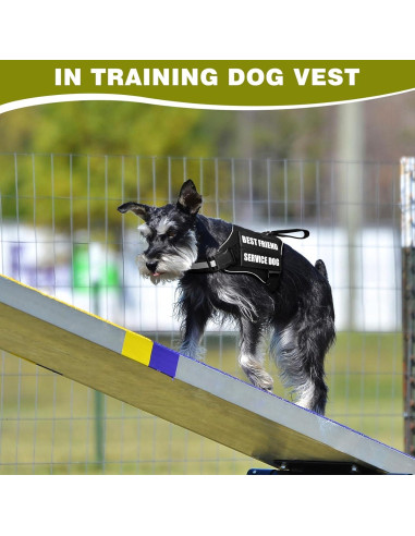 Arnés para Perros de Servicio MOOGROU Negro XS con 10 Parches