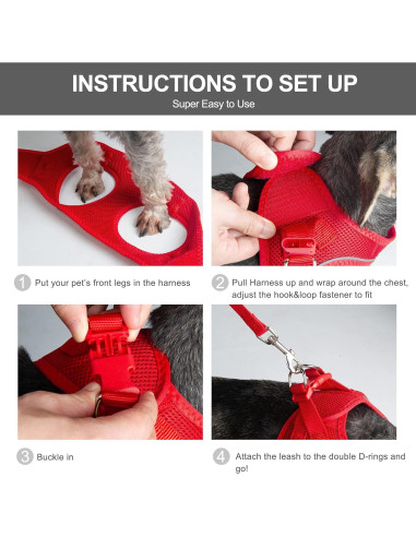 Arnés para Perros Fida Comfy Rojo S Transpirable y Reflectante