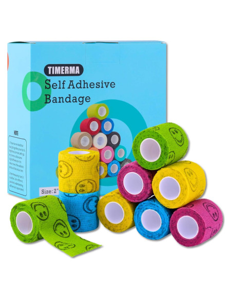 9 Rollos de Venda Adhesiva Elástica Smiley 5 cm x 4,57 m