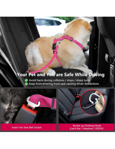 Arnés de Seguridad para Perros VavoPaw Rosa Talla S