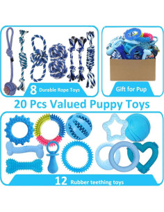 Beiker Paquete 20 Juguetes para Cachorros Goma Multicolor 2