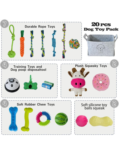 20 Piezas Juguetes para Perros MRSOHRET con Canasta
