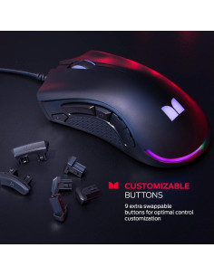 Mouse para Juegos Monster RGB 16,000 DPI Ergonómico Negro 2