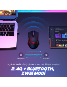 RisoPhy Ratón Gaming Inalámbrico 8000 DPI Ergonomico 2