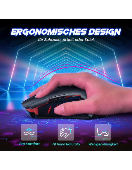 RisoPhy Ratón Gaming Inalámbrico 8000 DPI Ergonomico