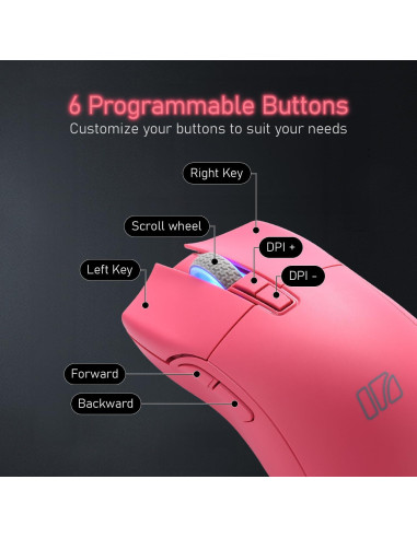 Ratón Gaming Inalámbrico iRocks M31R Rosa 26000 DPI