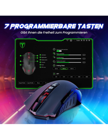 RisoPhy Ratón Gaming Inalámbrico 8000 DPI Ergonomico
