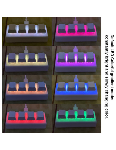 Teclado Mecánico Macro QINIZX 4 Teclas RGB USB-C Programable