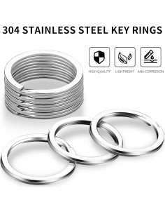 Anillos de Llave Gkeygo 12 Pcs Acero Inoxidable 2,79 cm 2