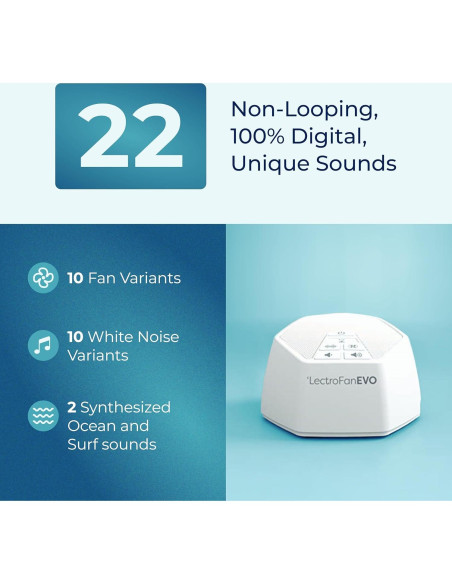 Máquina de Ruido Blanco Adaptive Sound Technologies LectroFan EVO - 22 Sonidos