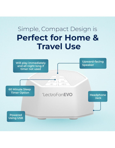 Máquina de Ruido Blanco Adaptive Sound Technologies LectroFan EVO - 22 Sonidos