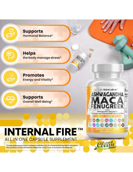 Suplemento de Ashwagandha Clean Nutraceuticals 60 Cápsulas Suplemento de Ashwagandha Clean Nutraceuticals 60 Cápsulas