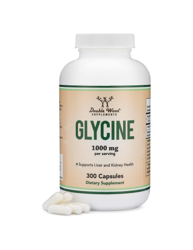 Suplemento de Glicina 1000mg Double Wood 300 Cápsulas