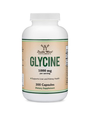 Suplemento de Glicina 1000mg Double Wood 300 Cápsulas