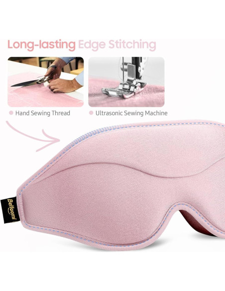 Máscara para dormir BeHoomi 3D rosa, ajuste ergonómico