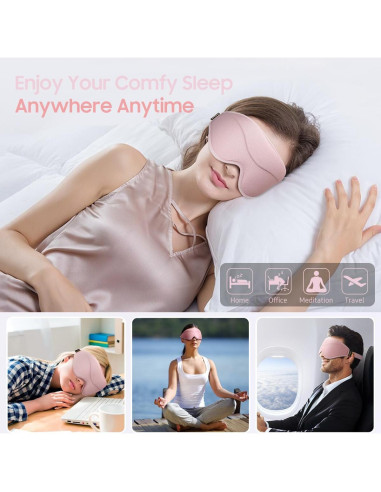 Máscara para dormir BeHoomi 3D rosa, ajuste ergonómico