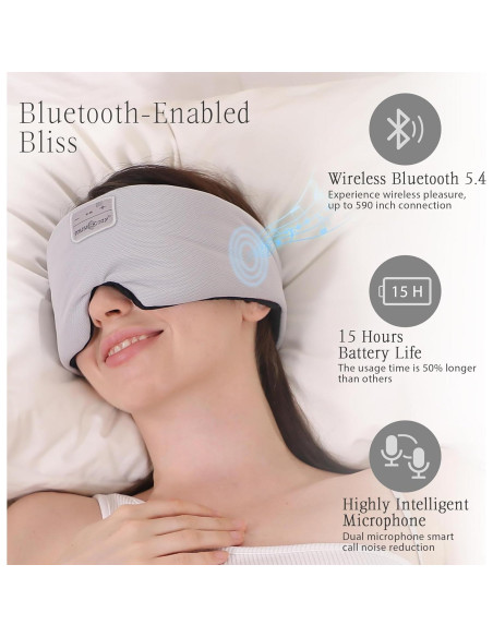 MÁSCARA DE SUEÑO MUSICOZY CON AURICULARES BLUETOOTH NEGRO