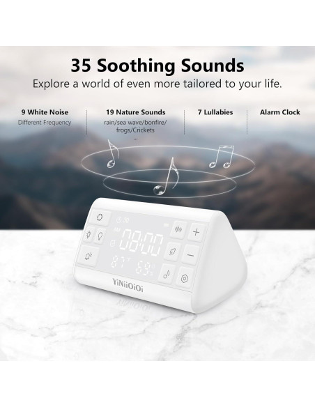 Máquina de Ruido Blanco YiNiiOiOi con Reloj Despertador