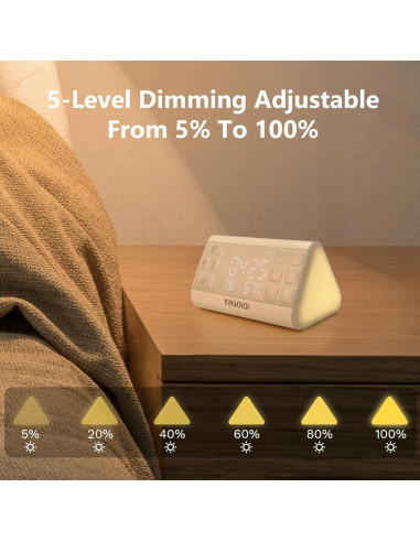 Máquina de Ruido Blanco YiNiiOiOi con Reloj Despertador