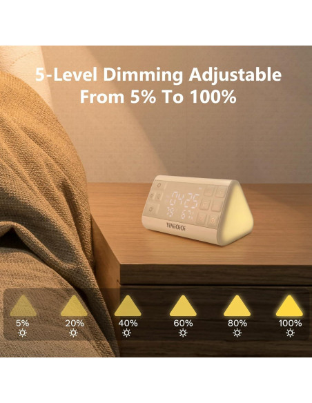 Máquina de Ruido Blanco YiNiiOiOi con Reloj Despertador