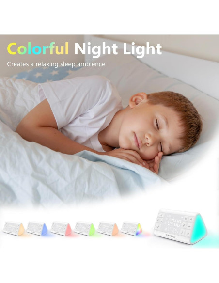 Máquina de Ruido Blanco YiNiiOiOi con Reloj Despertador