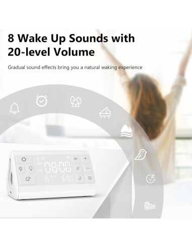 Máquina de Ruido Blanco YiNiiOiOi con Reloj Despertador