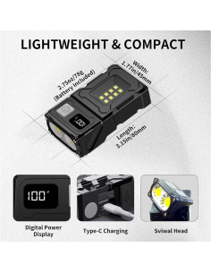 Linterna LED WARSUN DC08 Recargable 800 Lúmenes Magnética 2