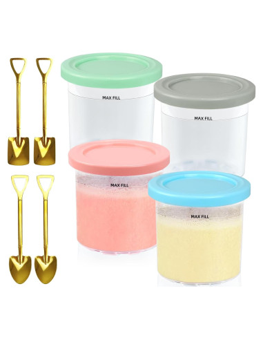 Contenedores Ninja Creami 4PCS 473ml con Tapas y Cucharas