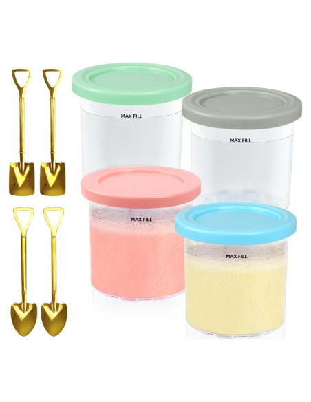 Contenedores Ninja Creami 4PCS 473ml con Tapas y Cucharas