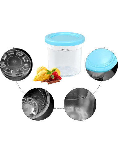 Contenedores Ninja Creami 4PCS 473ml con Tapas y Cucharas