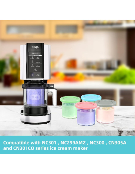 Contenedores Ninja Creami 4PCS 473ml con Tapas y Cucharas