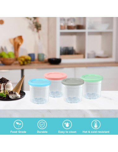 Contenedores Ninja Creami 4PCS 473ml con Tapas y Cucharas