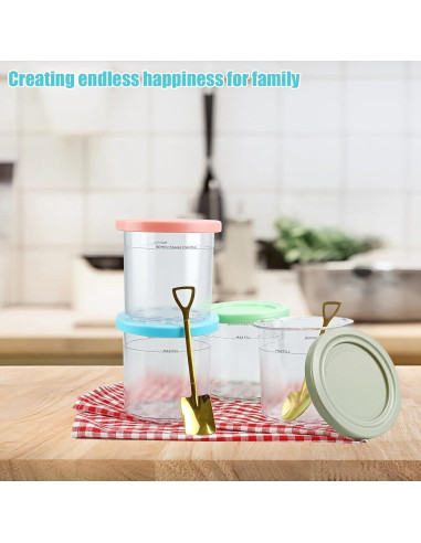Contenedores Ninja Creami 4PCS 473ml con Tapas y Cucharas