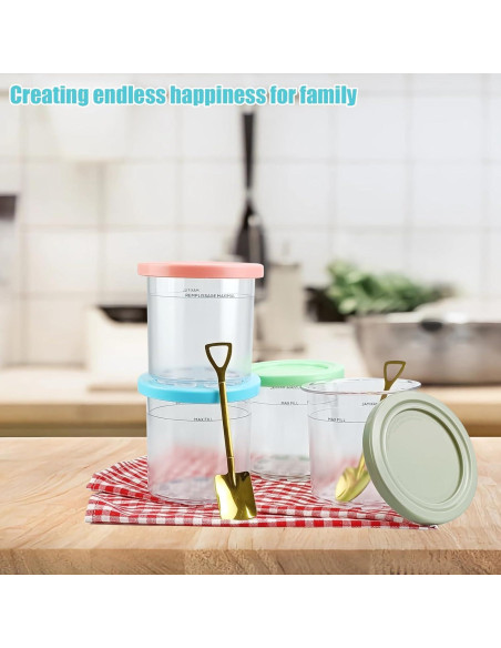 Contenedores Ninja Creami 4PCS 473ml con Tapas y Cucharas