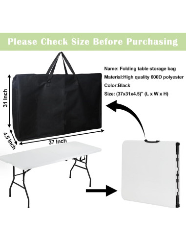Bolsa de Almacenamiento Luccov para Mesa Plegable 6FT Negra