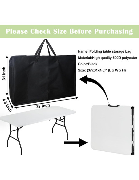 Bolsa de Almacenamiento Luccov para Mesa Plegable 6FT Negra