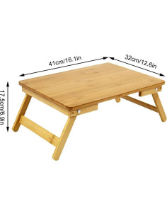 Mesa de Laptop Plegable WKWKER de Bambú Natural 40x32 cm 2
