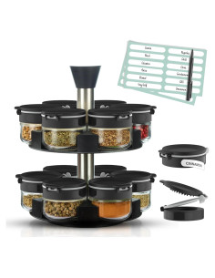 Soporte giratorio para especias Farazza, 12 frascos vidrio