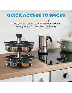 Soporte giratorio para especias Farazza, 12 frascos vidrio 2