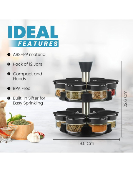 Soporte giratorio para especias Farazza, 12 frascos vidrio Soporte giratorio para especias Farazza, 12 frascos vidrio