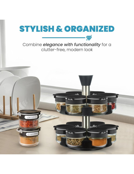 Soporte giratorio para especias Farazza, 12 frascos vidrio Soporte giratorio para especias Farazza, 12 frascos vidrio