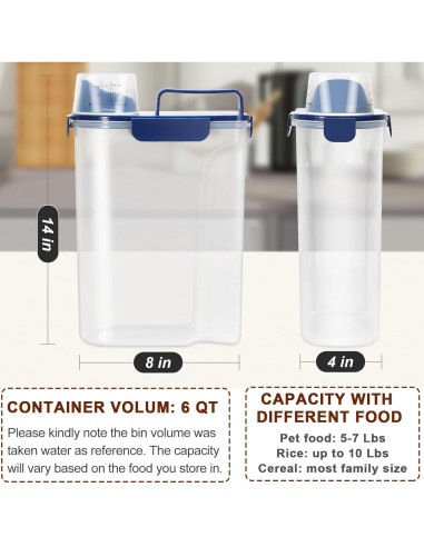 Contenedor de Alimentos para Mascotas TBMax 5L Hermético Azul